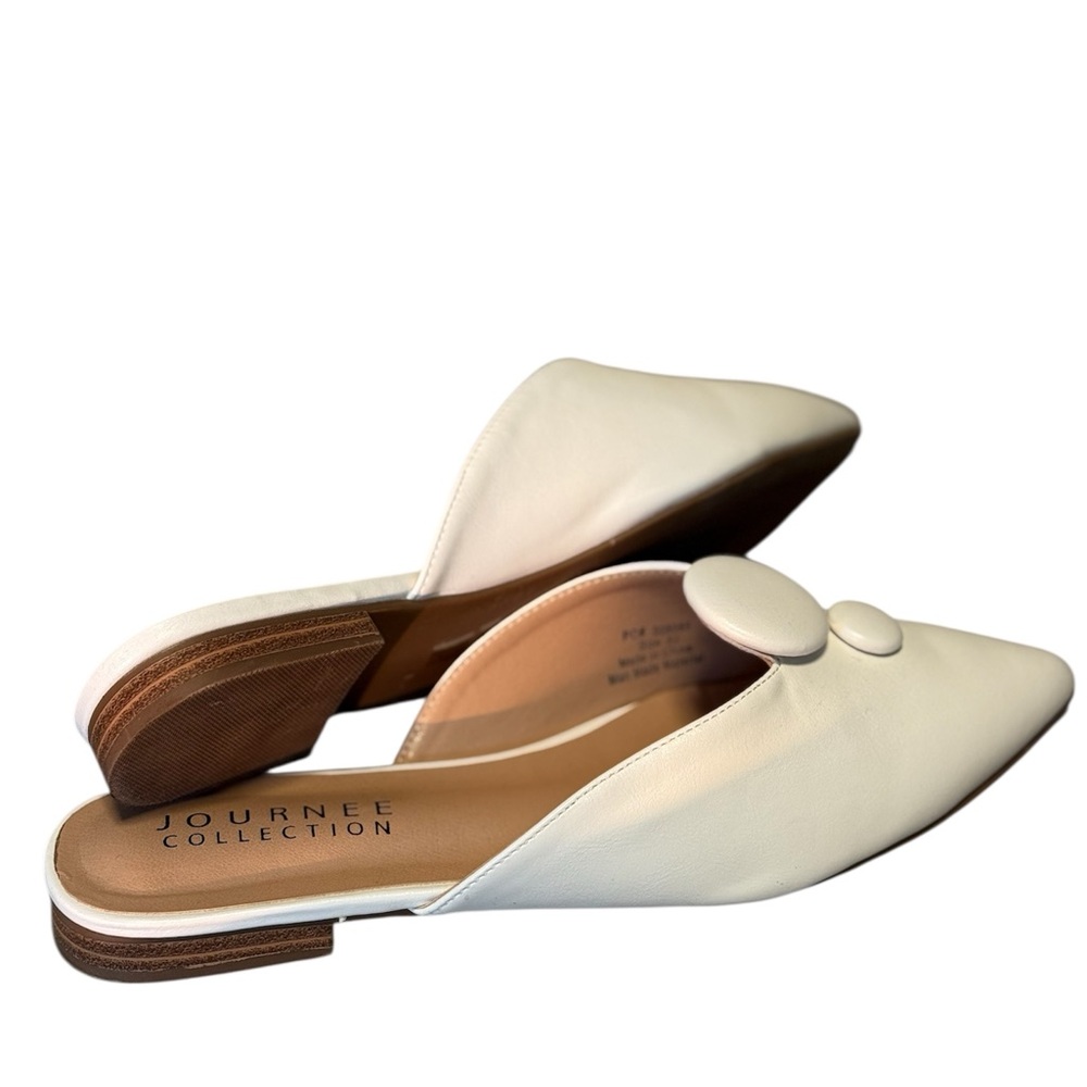Journee Collection White Mules with Pointed Toe